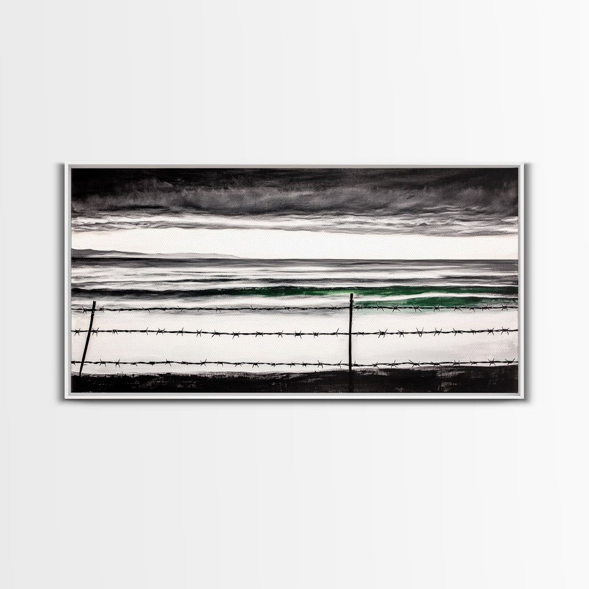 Stormy Ocean, Coastal Wall Art, Black and White Seascape, Minimalist Art, Modern Home Decor, Beach House Artwork, Framed Canvas Print