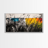 Abstract Field, Colorful Grass, Modern Landscape, Framed Canvas Print, Fall Wall Art, Boho Home Decor, Large Wall Art, Bedroom Wall Art