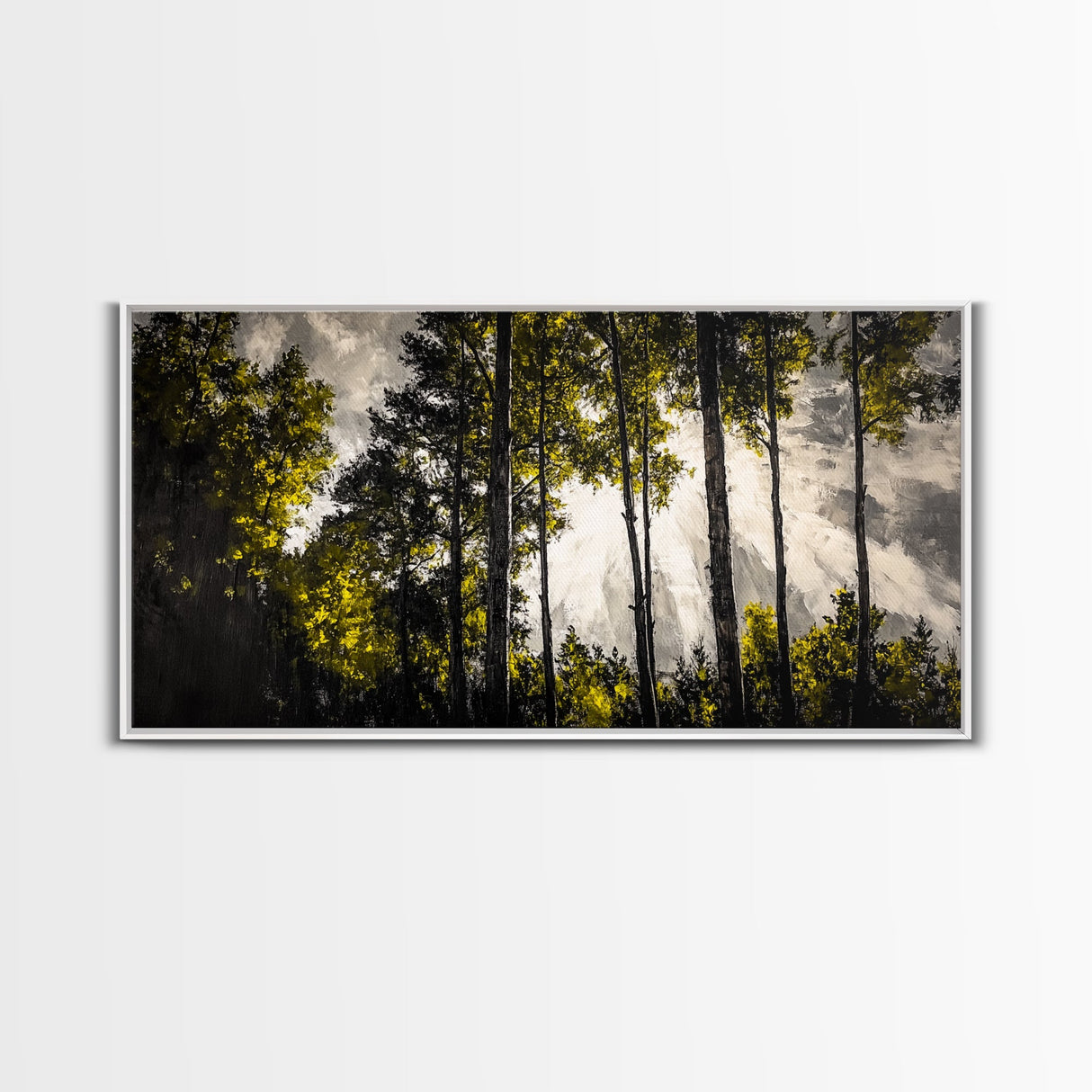 Sunlit Forest, Autumn Trees, Fall Home Decor, Framed Canvas Print, Nature Lover Gift, Cozy Wall Art, Woodland Art