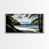 Coastal View, Ocean Cliffs, Nature Scene, Canvas Print, Beach Wall Art, Relaxing Home Decor, Nautical Theme, Large Seascape Painting