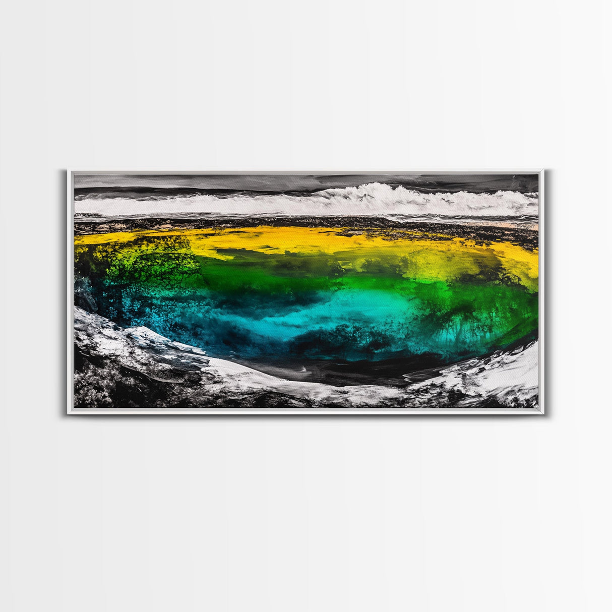 Turquoise Waves, Bold Ocean Art, Framed Canvas Print, Modern Abstract Seascape, Beach House Wall Decor, Large Statement Art