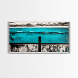 Geometric Waves, Abstract Ocean Art, Canvas Print, Contemporary Minimalist Painting, Blue Wall Decor, Large Modern Art