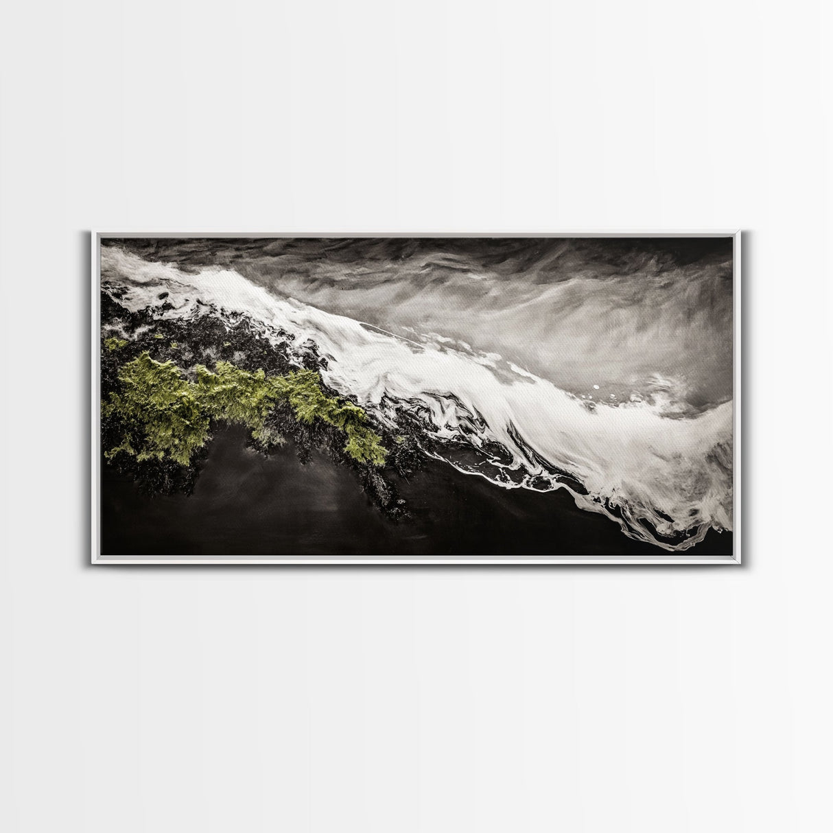 Abstract Ocean Waves, Coastal Wall Art, Modern Seascape Painting, Monochrome Beach Decor, Minimalist Black White Art, Canvas Print