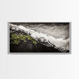 Abstract Ocean Waves, Coastal Wall Art, Modern Seascape Painting, Monochrome Beach Decor, Minimalist Black White Art, Canvas Print
