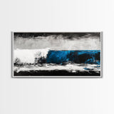 Ocean Wave, Blue, Modern, Canvas Print, Abstract Coastal Wall Art, Surfing Theme Artwork, Contemporary Beach Decor, Large Wall Art