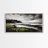 Coastal Landscape, Ocean View, Black and White Beach Art, Canvas Print, Seaside Home Decor, Nautical Wall Art, Office Artwork