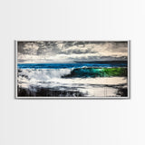 Ocean Waves, Blue and Green, Framed Canvas Print, Beach House Decor, Nautical Wall Art, Large Wall Art, Coastal Living, Modern Seascape