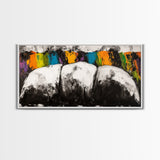 Abstract Mountains, Bold Color Landscape, Modern Art, Vibrant Nature Scene, Expressionist Painting, Living Room Decor, Framed Canvas Print