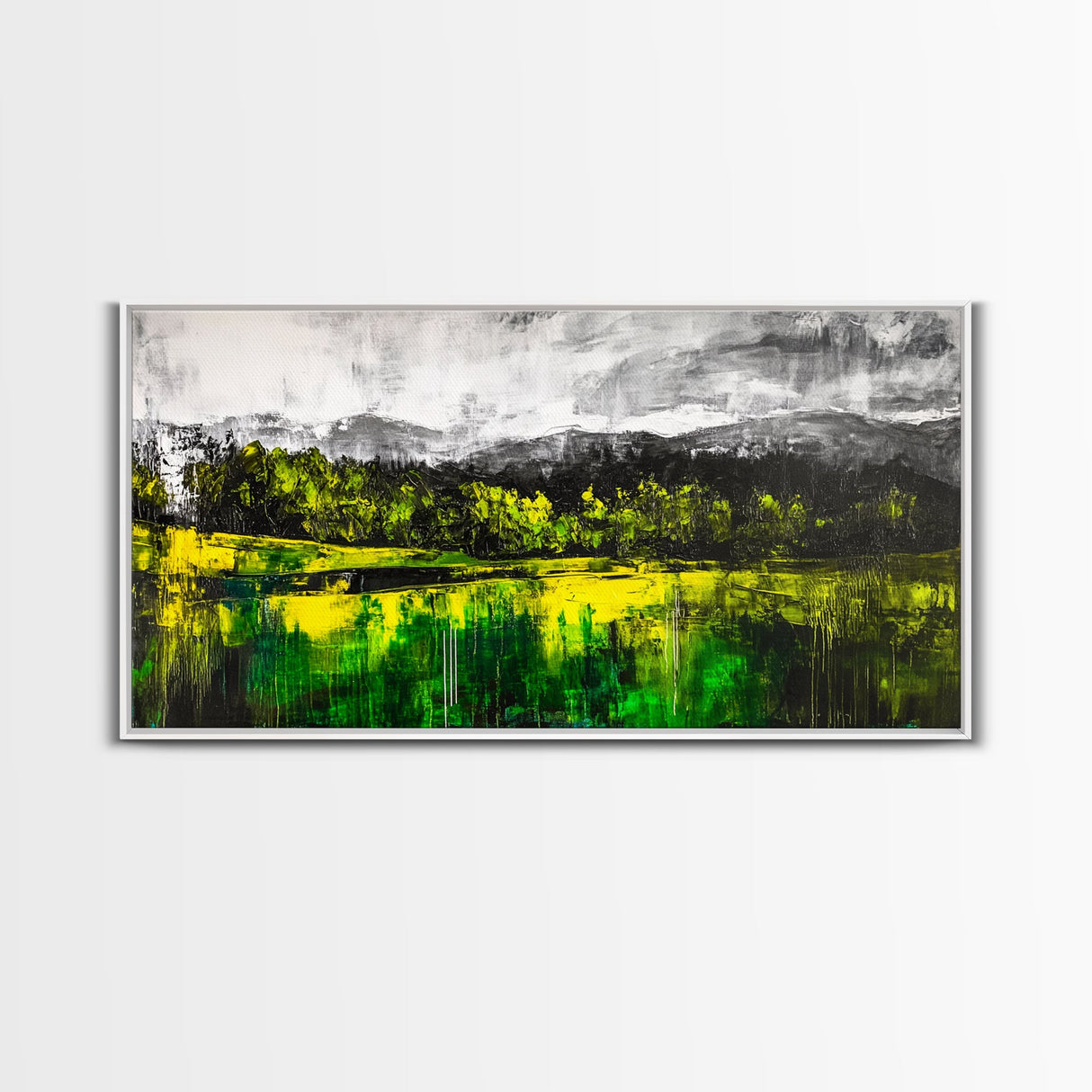 Vibrant Hills, Greenery Landscape, Abstract Painting, Canvas Print, Modern Wall Art, Eclectic Home Decor, Bold Color Palette, Unique Art