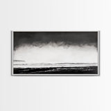 Foggy Ocean, Misty Beach, Black and White Minimalist, Canvas Print, Modern Wall Art, Bedroom Decor, Neutral Tones, Serene Seascape