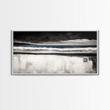 Stormy Beach, Coastal Landscape, Black and White Ocean Art, Moody Seascape, Nautical Home Decor, Modern Minimalist Art, Canvas Print