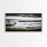 Stormy Coast, Ocean Waves, Black and White Seascape, Coastal Home Decor, Nautical Art, Living Room Wall Art, Canvas Print