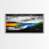 Abstract Seascape, Vibrant Waves, Modern Ocean Art, Coastal Home Decor, Colorful Beach Painting, Large Statement Art, Framed Canvas Print