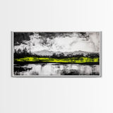 Mountain Reflection, Black and White Art, Minimalist Nature Print, Rustic Home Decor, Modern Landscape Painting, Canvas Print