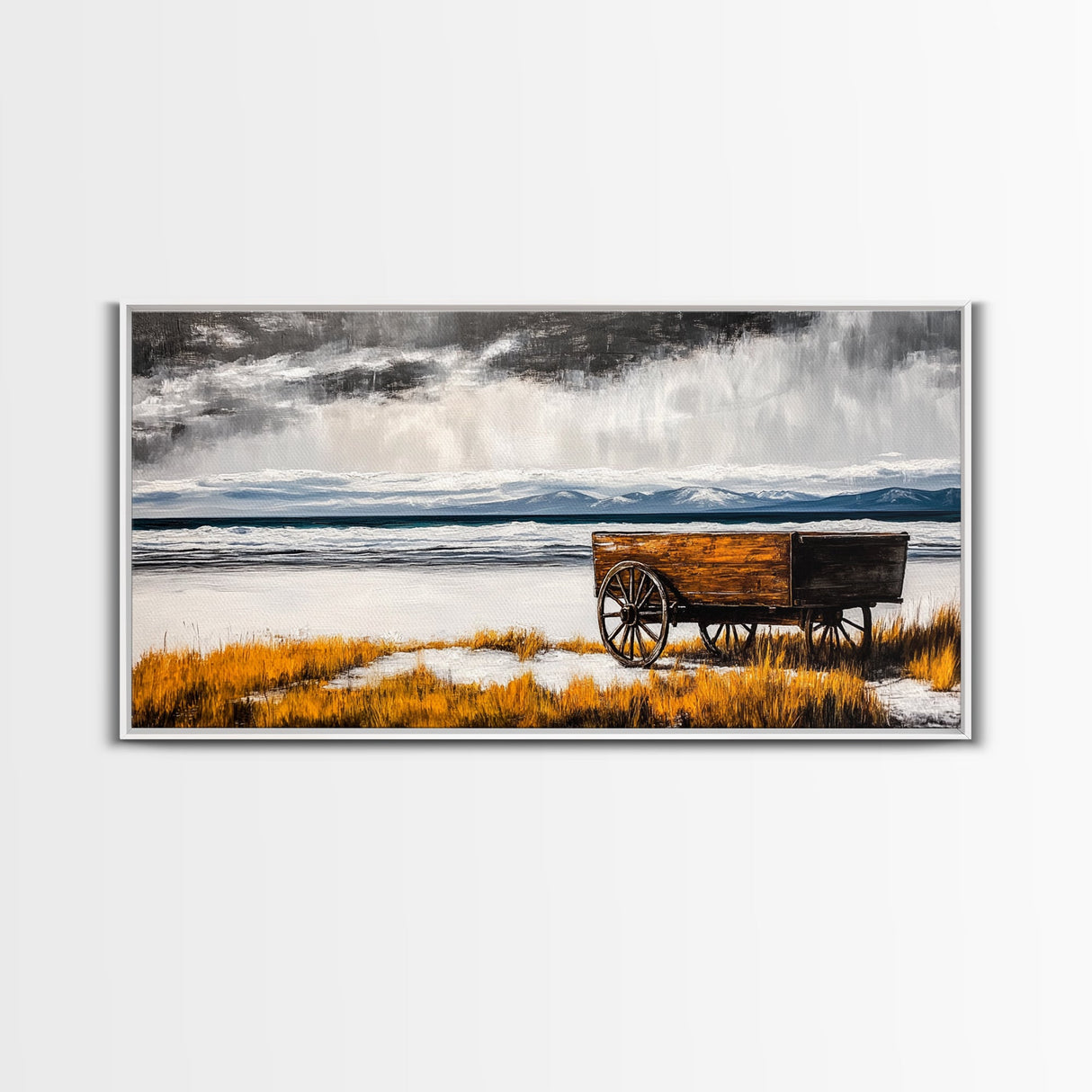 Rustic Wagon, Western Decor, Autumn Wall Art, Landscape Canvas Print, Farmhouse Living Room Art, Country Style, Nature Wall Decor