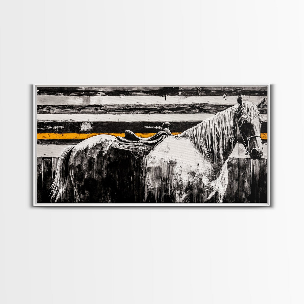 Majestic Horse, Western Wall Art, Black and White Canvas Print, Farmhouse Decor, Rustic Equestrian Art, Living Room Statement Piece