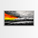 Sunset Over Mountains, Dramatic Sky, Nature Art, Colorful Landscape, Bold Wall Decor, Statement Piece, Living Room, Canvas Print
