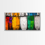 Colorful Boats, Abstract Nautical, Coastal Wall Art, Vibrant Painting, Modern Home Decor, Bold Statement, Beach House, Framed Canvas Print
