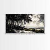 Forest Path, Coastal Landscape, Black and White Art, Tranquil Scene, Nature Wall Art, Minimalist Decor, Living Room, Canvas Print