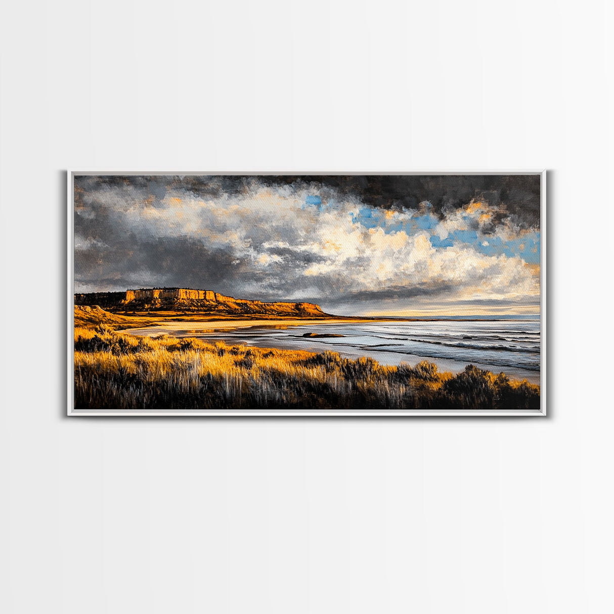 Canyon, Dramatic Sky, Southwest, Desert, Framed Canvas Print, Western Landscape Wall Art, Rustic Home Decor, Nature Painting, Fall Colors
