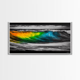 Vibrant Ocean Wave, Abstract Surf Art, Tropical Wall Art, Framed Canvas Print, Beach House Decor, Coastal Living Room Wall Art