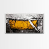 Minimalist Abstract, Yellow Black Art, Industrial Wall Decor, Urban Loft Accent, Framed Canvas Print, Modern Home Office Art