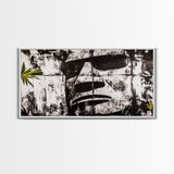 Monochrome Face Art, Edgy Black White Painting, Street Art Print, Urban Loft Decor, Framed Canvas Print, Unique Statement Piece