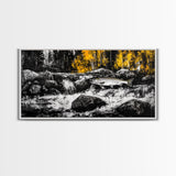 Fishing Art, River Scene, Nature Wall Art, Rustic Cabin Decor, Wildlife Painting, Framed Canvas Print, Lodge Wall Art, Autumn Landscape