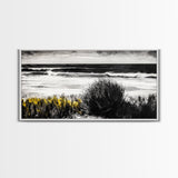 Ocean Waves, Coastal Scene, Beach House Art, Seaside Decor, Black and White Seascape, Framed Canvas Print, Minimalist Art, Nature Painting