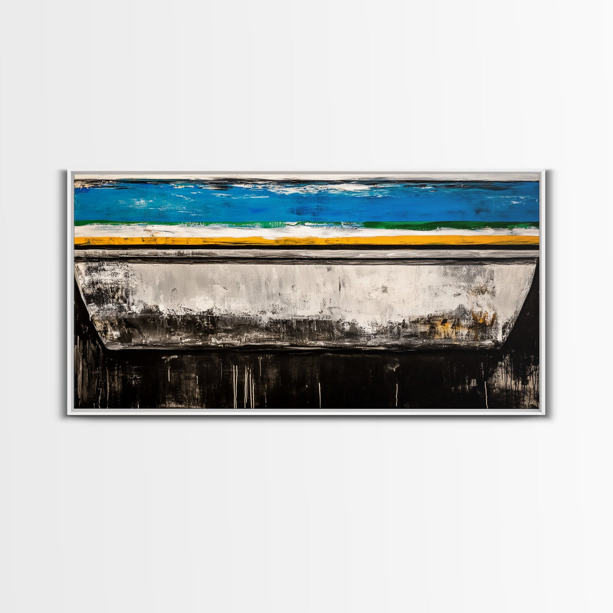 Abstract Boat, Coastal Wall Art, Nautical Decor, Large Canvas Print, Beach House Art, Modern Art, Living Room Wall Art, Blue Art
