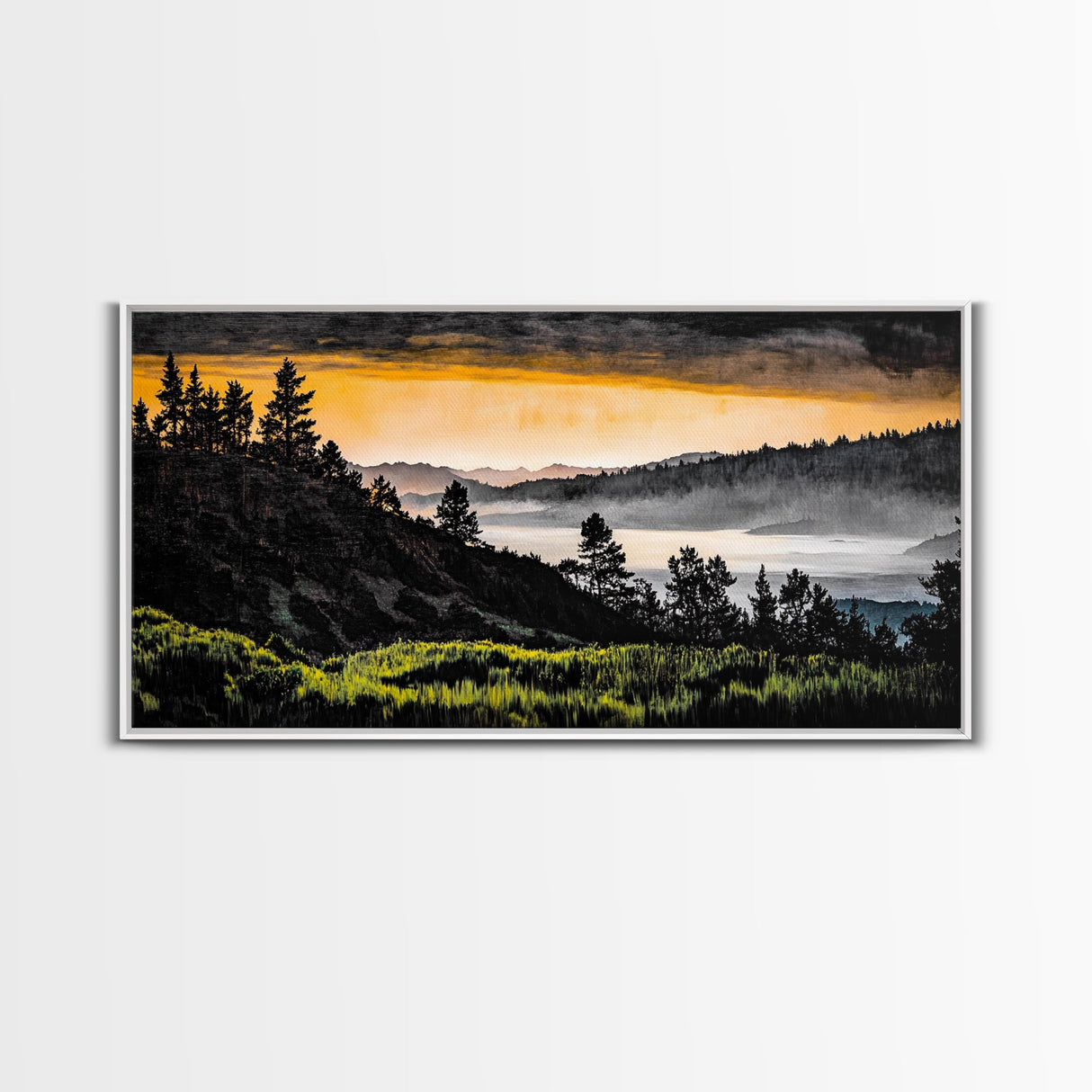 Mountain Sunset, Landscape Canvas Print, Nature Wall Art, Rustic Decor, Fall Artwork, Wilderness Painting, Living Room Wall Art