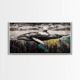 Whale Art, Ocean Life Decor, Nautical Canvas Print, Marine Wildlife Art, Black and White Art, Coastal Home Decor, Living Room Wall Art