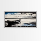Still Water, Black and White Art, Reflection Canvas Print, Lake Scene Wall Art, Nature Decor, Peaceful Home Art, Framed Canvas Print