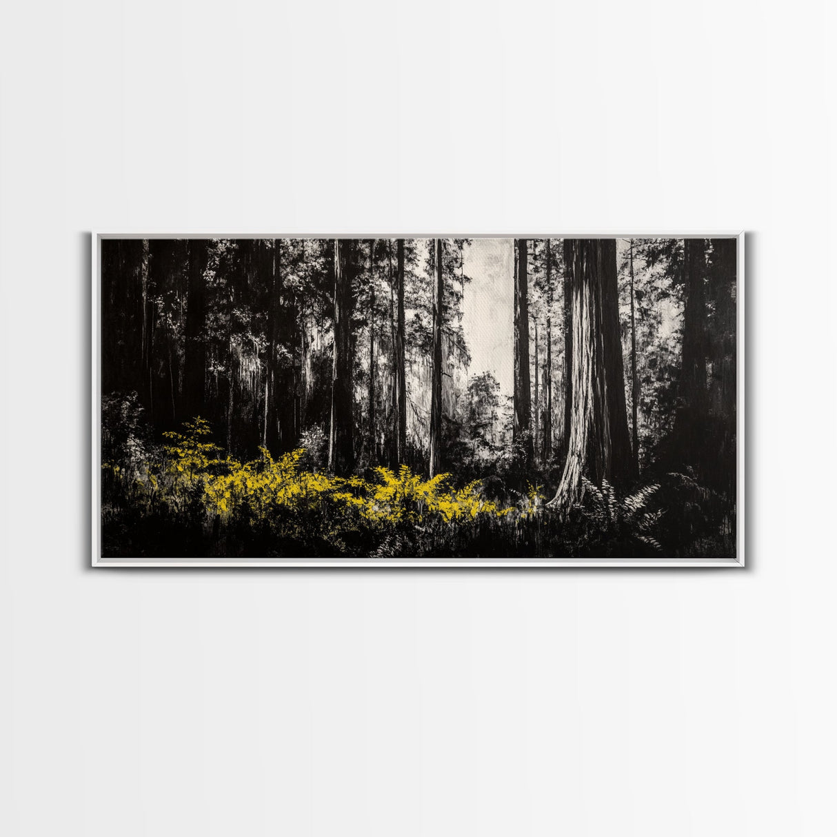 Redwood Forest, Nature Wall Art, Black and White Art, Framed Canvas Print, Rustic Home Decor, Cabin Wall Art, Minimalist Landscape