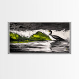 Ocean Bird, Coastal Wildlife, Beach Wall Art, Framed Canvas Print, Nautical Home Decor, Nature Inspired Art, Serene Landscape