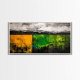 Abstract Landscape, Minimalist Art, Modern Wall Decor, Framed Canvas Print, Green and Gold Wall Art, Contemporary Home Decor