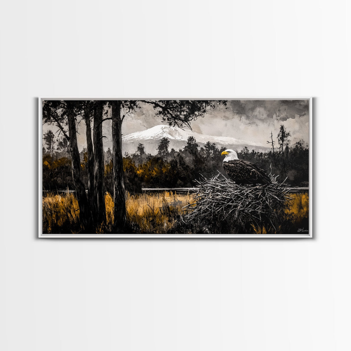 Majestic Bald Eagle, Wildlife Forest Art, American Patriot Decor, Nature Lover Wall Art, Cabin Artwork, Western Lodge Style, Canvas Print