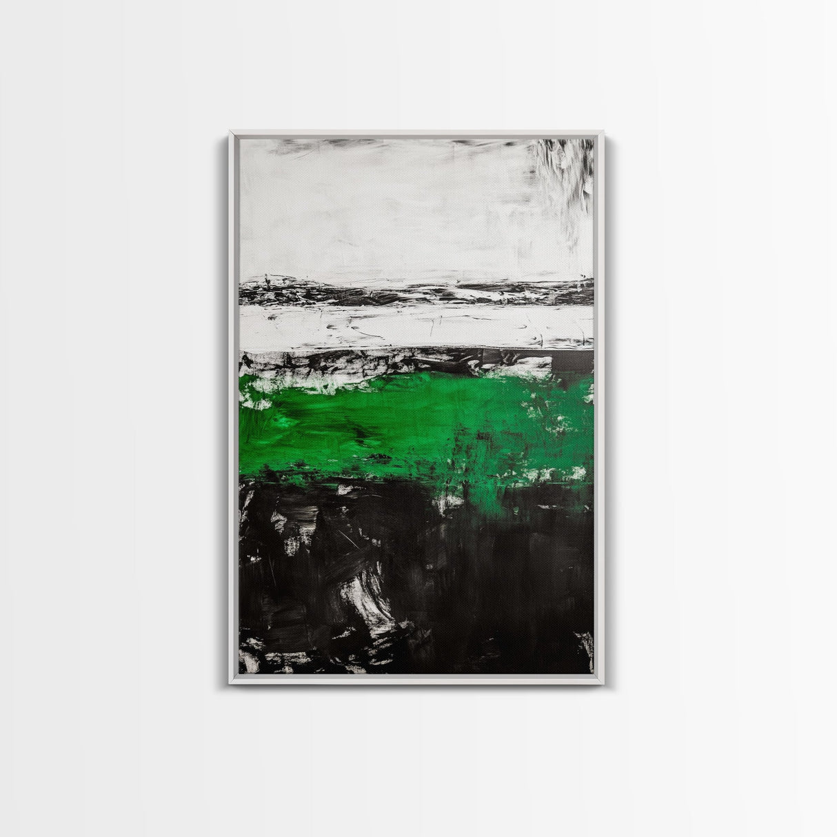 Green Horizon, Abstract Landscape, Contemporary Painting, Bold Nature Art, Modern Home Wall Decor, Unique Artwork, Canvas Print