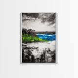 Abstract Seascape, Blue Ocean, Coastal Art, Modern Decor, Framed Canvas Print, Beach House Wall Art, Minimalist Art, Living Room Wall Art
