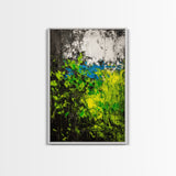 Vibrant Foliage, Green Leaves, Nature Painting, Abstract Landscape, Framed Canvas Print, Botanical Art, Boho Decor, Bedroom Wall Art