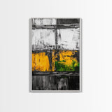 Industrial Texture, Abstract Modern Art, Yellow Green Minimalist, Contemporary Home Decor, Statement Wall, Framed Canvas Print, Gift Idea