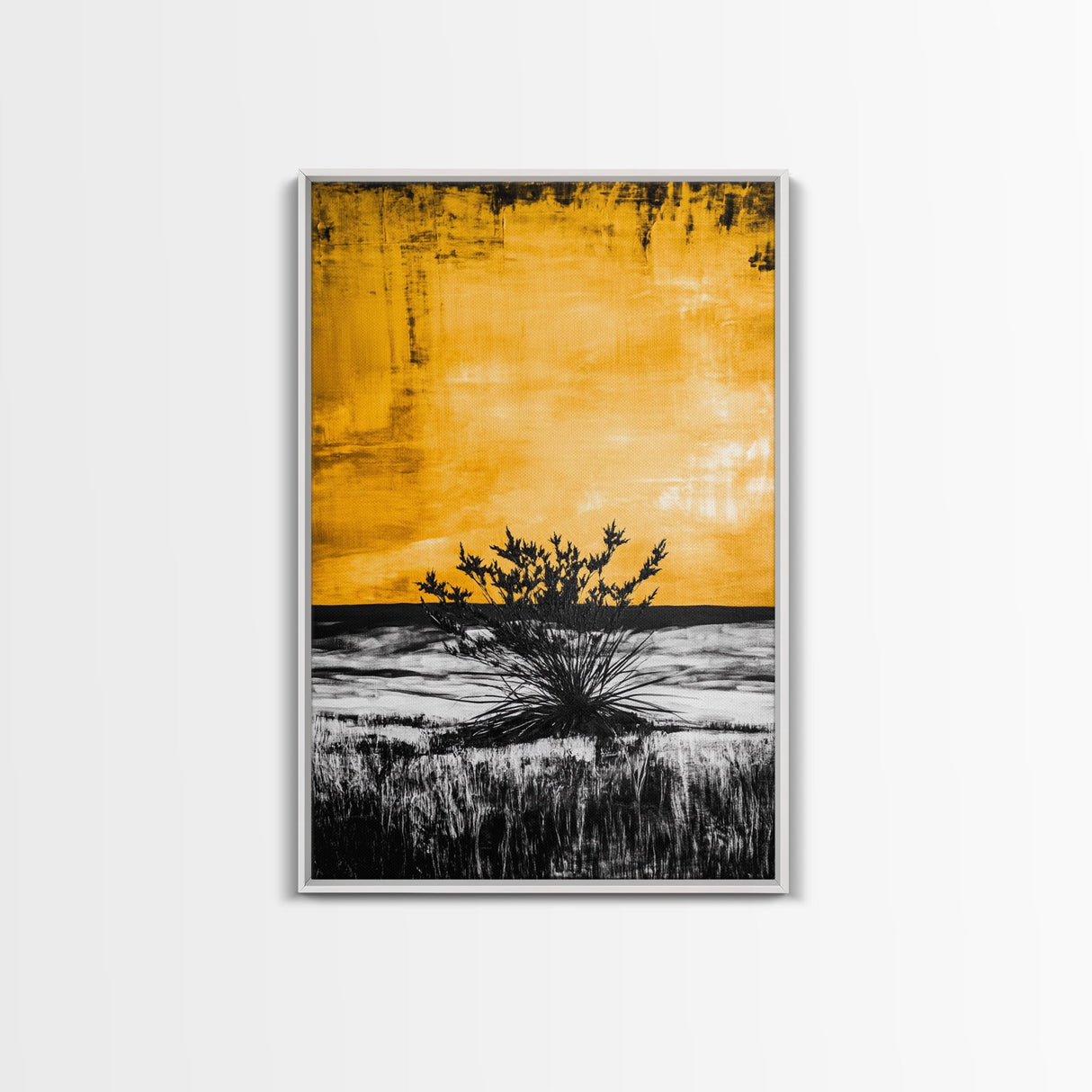Golden Horizon, Minimalist Desert Art, Warm Sunset Tones, Contemporary Landscape, Boho Home Decor, Framed Canvas Print, Gift Idea