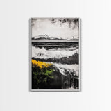 Mountain Sunset, Bold Colors, Abstract Landscape, Framed Canvas Print, Fall Wall Art, Rustic Home Decor, Large Wall Painting
