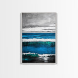 Ocean Waves, Coastal Abstract, Bold Blue, Canvas Print, Beach Wall Art, Modern Minimalist Painting, Bedroom Wall Decor