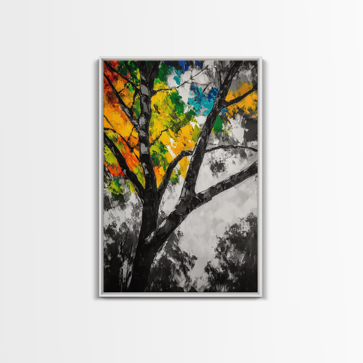 Autumn Tree, Colorful Wall Art, Vibrant Home Decor, Modern Nature Painting, Boho Wall Print, Seasonal Aesthetic, Canvas Print