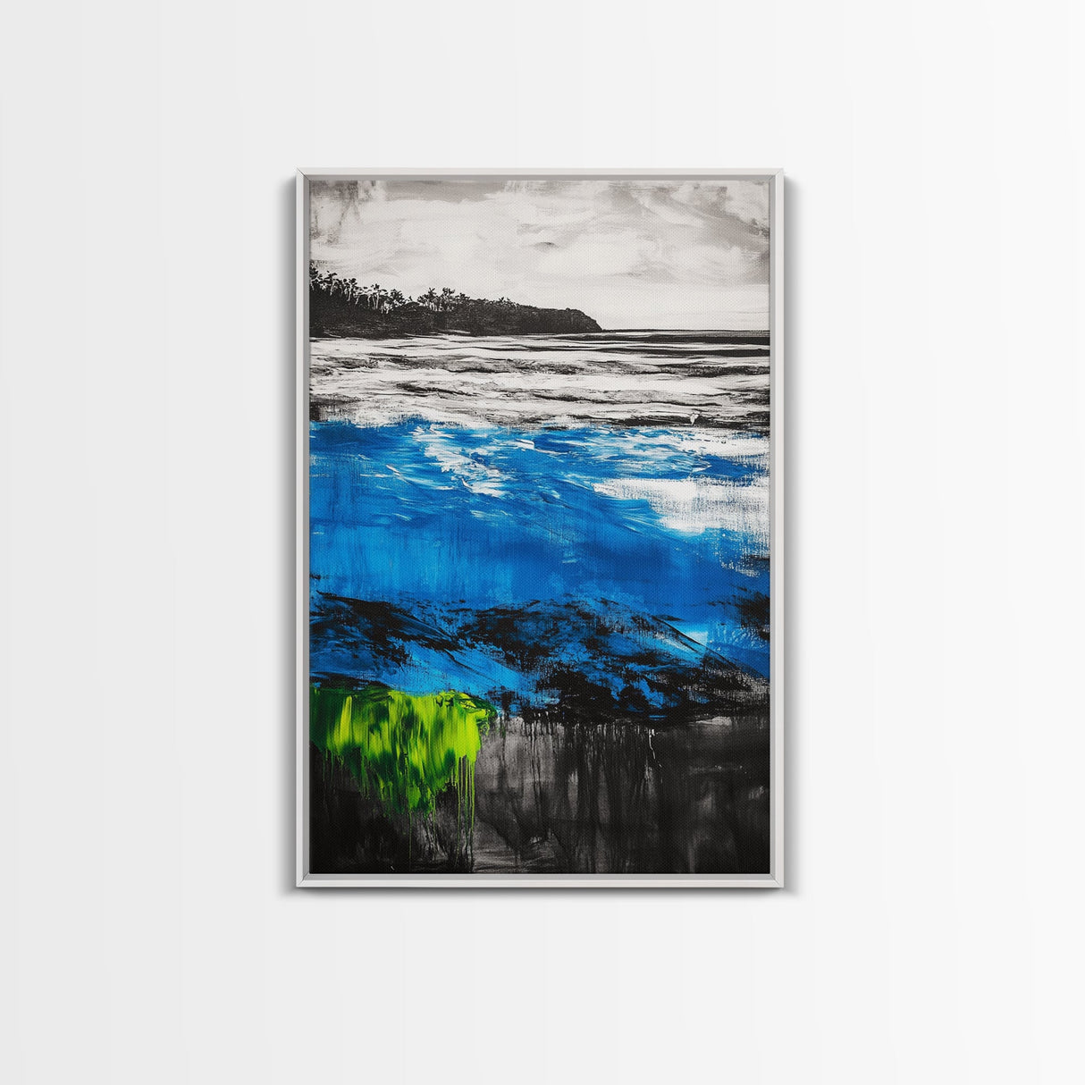 Ocean Waves, Seascape Canvas Print, Beach Wall Art, Coastal Home Decor, Living Room Artwork, Blue Abstract Painting, Nautical Art