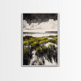 Dune Grass, Coastal Landscape Wall Art, Beach House Decor, Serene Nature Print, Rustic Seaside Art, Framed Canvas Print