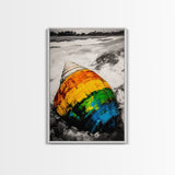 Seashell Painting, Colorful Coastal Art, Beach House Wall Decor, Ocean Inspired Print, Framed Canvas Print, Nautical Wall Art