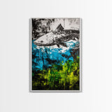 Fish Underwater, Blue Green Art, Abstract Ocean, Framed Canvas Print, Living Room Decor, Coastal Wall Art, Nautical Home Decor