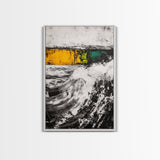 Ocean Waves, Coastal Abstract, White Black Art, Framed Canvas Print, Living Room Decor, Beach House Art, Minimalist Seascape